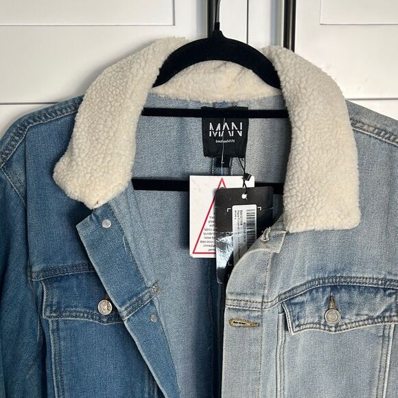 Boohooman Two-Tone Jean Jacket - L - NWT - Picture 5 of 8
